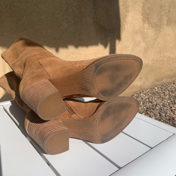 Lucky Brand tan suede heeled boots pointy toe size 5.5M - Picture 12 of 16